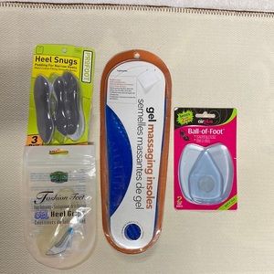 FOOT  & SHOE Massaging Gel Insoles Gel Heel Grips Ball of Foot Relief Heel Snugs